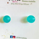 925 Sterling Silver Stud Earrings Crystals Gemstone Round Amazonite - Ai NeDefault Category