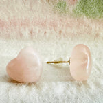 925 Sterling Silver Stud Earrings Heart shape Crystals Gemstone Rose Quartz - Ai NeDefault Category