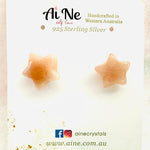 925 Sterling Silver Stud Earrings Star shape Crystals Gemstone Sunstone - Ai NeDefault Category