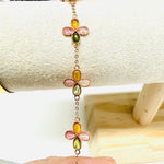 925 Silver 18kt Rose Gold Plated Candy Tourmaline Flower Bracelet