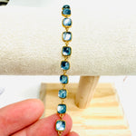 925 Sterling Silver 18kt Gold Plated Aquamarine Bracelet 6mm