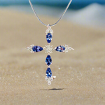 925 Sterling Silver Cross Authentic Tanzanite Crystal Pendant  |  Spiritual Awareness Intuition Transformation