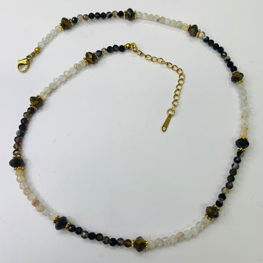 Tiger Eye Crystal Bead Necklace 46 cm