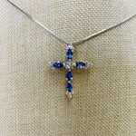 925 Sterling Silver Cross Authentic Tanzanite Crystal Pendant  |  Spiritual Awareness Intuition Transformation