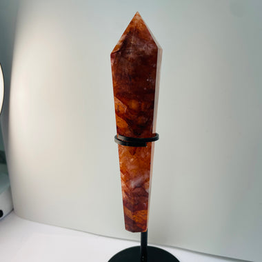 Red Quartz Hematiod Crystal Palm Stone  204 grams 16.5 cm