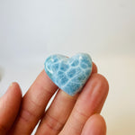 Authentic Larimar Crystal Love Heart Shape 3cm  |  Healing Energy Communication and Expression