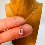 925 Sterling Silver Moonstone Rose Gold Plated Faceted Drop Crystal Pendant