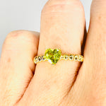 925 Sterling Silver Gold Plated Peridot Ring Crystal Gemstone