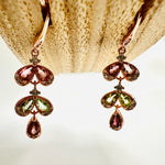 925 Sterling Silver Rose Gold Plated Tourmaline Crystal Earring  |   Balance Protection Grounding