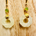 925 Sterling Silver Gold Plated Jade Crystal Earring  | Harmony Prosperity Protection