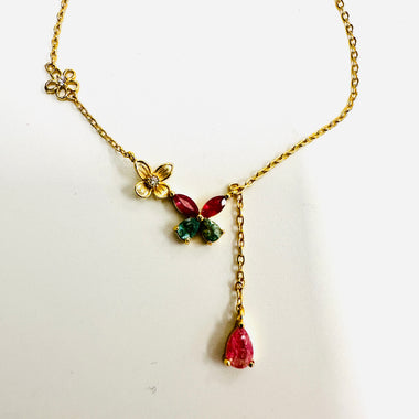 925 Sterling Silver Gold Plated Tourmaline Crystal Necklace  |   Balance Protection Grounding