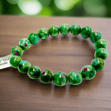 ''AAA'' Genuine RUBY Zoisite Gemstone Crystal Bracelet 10mm - Ai NeJewellery