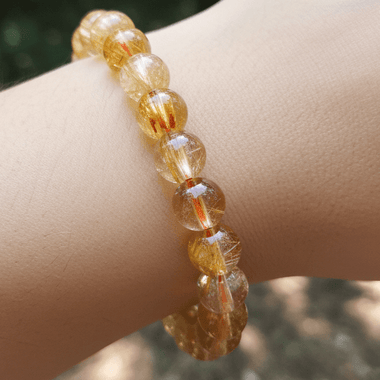 “AAA” Gold Rutilated Quartz Crystal Bracelet 7.5-8mm - Ai Ne
