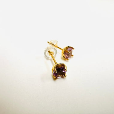 Amethyst Crystal Gold Plated 925 Silver Earring Studs | Healing and Well Being - Ai NeDefault Category