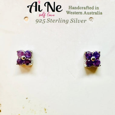 Amethyst Flower Design Crystal 925 Silver Earring | Healing and Well Being - Ai NeDefault Category