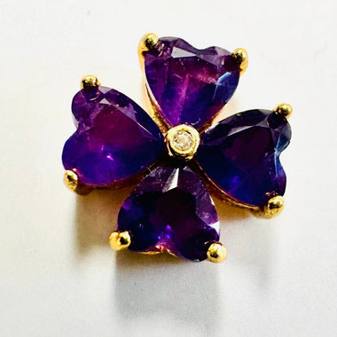 Amethyst Flower Design Crystal Gold Plated 925 Silver Earring | Healing and Well Being - Ai NeDefault Category
