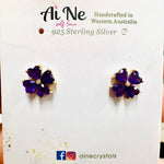 Amethyst Flower Design Crystal Gold Plated 925 Silver Earring | Healing and Well Being - Ai NeDefault Category