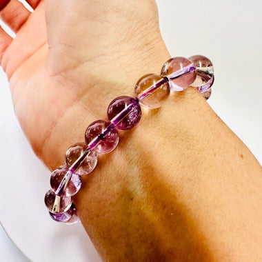 Ametrine Crystal Round Bead Bracelet 9 - 10mm - Ai NeGifts & Crystals
