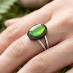 Ammolite Sterling Silver Crystal Ring |Transformation Vitality Abundance - Ai NeDefault Category