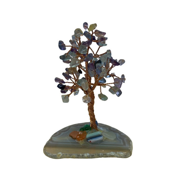 Assorted Mini Crystal Chip Trees With Agate Base - Ai Ne agate