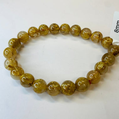 Beautiful Gold Rutilated Quartz Crystal Bracelet ''AAA'' 8mm - Ai Ne
