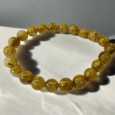 Beautiful Gold Rutilated Quartz Crystal Bracelet ''AAA'' 8mm - Ai Ne