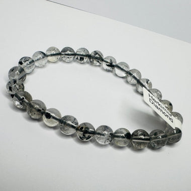 Black Herkimer Diamond Gemstone Crystals Elastic Bracelet 7 - 8 mm - Ai NeJewellery