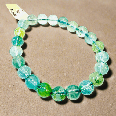 Blue Topaz Gemstone Crystals Elastic Bracelet 8mm - Ai NeJewellery