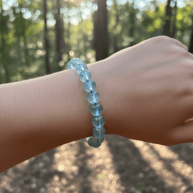Blue Topaz Gemstone Crystals Elastic Bracelet 9mm - Ai NeJewellery