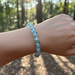 Blue Topaz Gemstone Crystals Elastic Bracelet 9mm - Ai NeJewellery