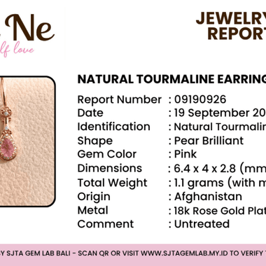 Certified 925 Sterling Silver Rose Gold Earrings Crystal Gemstone Pink Tourmaline - Ai NeDefault Category