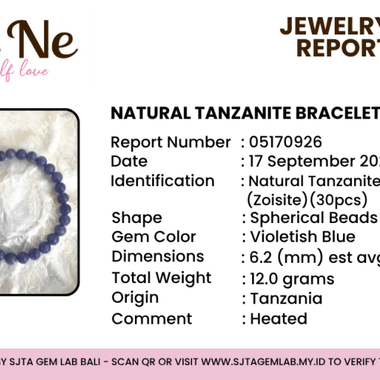 Certified - Genuine Tanzanite Precious Stone Crystal Bracelet 6mm - Ai NeJewellery