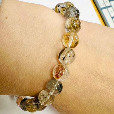 Colourful Herkimer Diamond Gemstone Crystals Elastic Bracelet 9mm - Ai NeJewellery