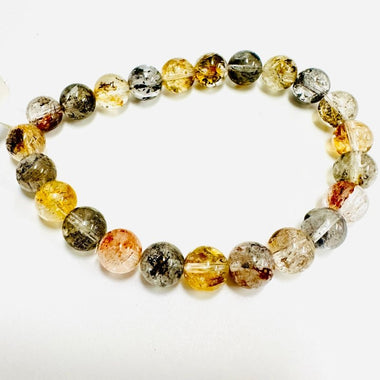 Colourful Herkimer Diamond Gemstone Crystals Elastic Bracelet 9mm - Ai NeJewellery