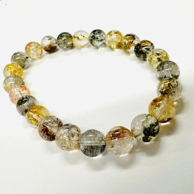Colourful Herkimer Diamond Gemstone Crystals Elastic Bracelet 9mm - Ai NeJewellery