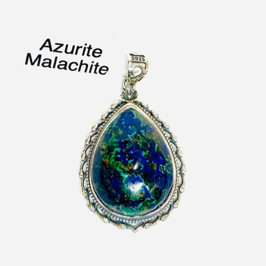 Dark Blue And Green Azurite Malachite Crystal Gemstone Pendant Drop Shaped - Ai NeDefault Category