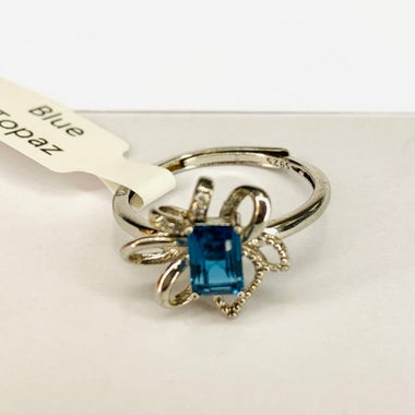 Emerald Cut Topaz Sterling Silver Ring | Clarity Truth Self Expression - Ai NeDefault Category