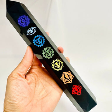 Genuine Black Obsidian Crystal Chakra Point / Tower 780 grams - Ai Ne