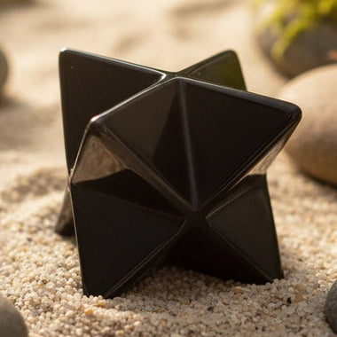 Genuine Black Obsidian Gemstone Crystal Merkaba Star 5cm | 203 grams - Ai Ne