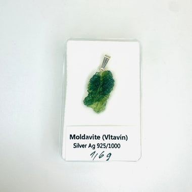 Genuine Moldavite Pendant from Czech Republic 1.6 grams total weight including silver - Ai NeGifts & Crystals