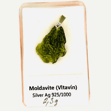 Genuine Moldavite Pendant from Czech Republic 2.3 grams total weight including silver - Ai NeGifts & Crystals