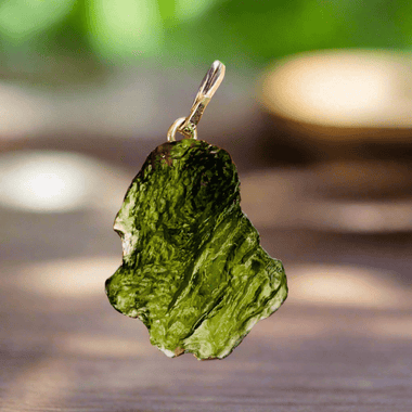 Genuine Moldavite Pendant from Czech Republic 2.3 grams total weight including silver - Ai NeGifts & Crystals