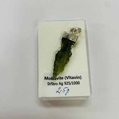 Genuine Moldavite Pendant from Czech Republic 2.5 grams total weight including silver - Ai NeGifts & Crystals