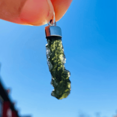 Genuine Moldavite Pendant from Czech Republic 3 grams total weight including silver - Ai NeGifts & Crystals