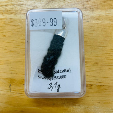 Genuine Moldavite Pendant from Czech Republic 3 grams total weight including silver - Ai NeGifts & Crystals