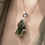 Genuine Moldavite Pendant from Czech Republic 3.7 grams total weight including 925 Sterling Silver - Ai NeGifts & Crystals