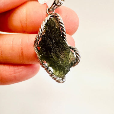 Genuine Moldavite Pendant from Czech Republic 5.50 grams total weight including 925 Sterling Silver - Ai NeGifts & Crystals