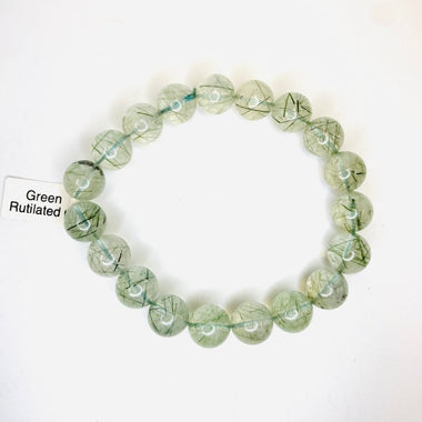 Green Rutilated Quartz Crystal Bracelet Round 11 mm - Ai NeJewellery
