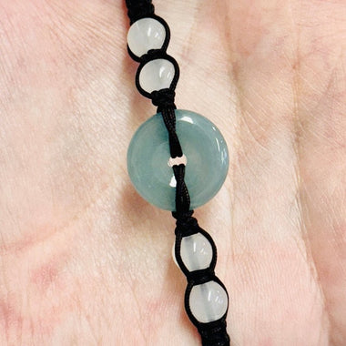 Green White Jade Gemstone Sliding Knot Bracelet - Ai NeJewellery