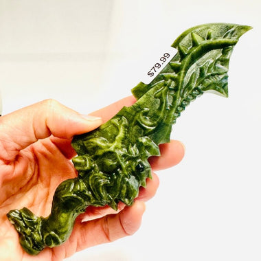 Jade Crystal Dragon Knife - Luck, Prosperity & Health - Ai NeDefault Category